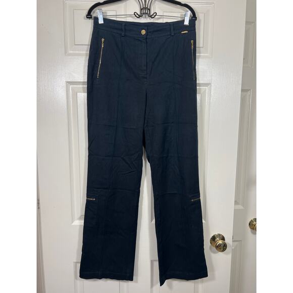 St. John Sport by Marie Gray Black Cargo Gold Zipper Straight Leg Pant size 8 - Picture 1 of 7